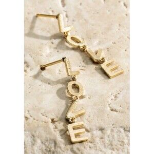 Love Letter Drop Dangle Earrings Gold Tone NWT Avec
